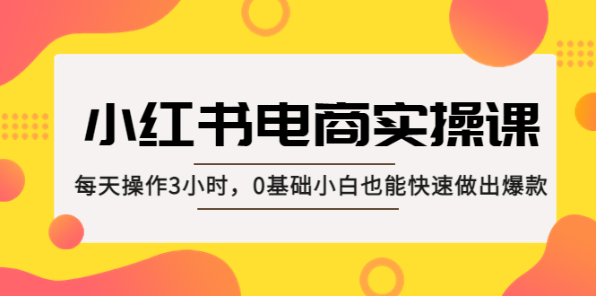 【5232】小红书·电商实操课：每天操作3小时，0基础小白也能快速做出爆款