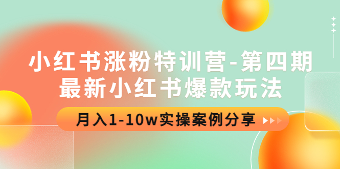 【4495】小红书涨粉特训营-四：最新小红书爆款玩法，月入1-10w实操案例分享