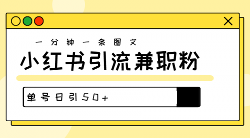 【10301】爆粉秘籍！30s一个作品，小红书图文引流高质量兼职粉，单号日引50+