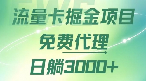 【第11404期】流量卡掘金代理，日躺赚3000+，变现暴力，多种推广途径