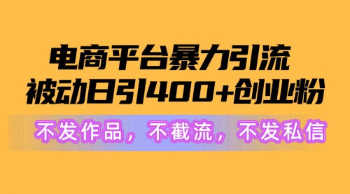 【9987】电商平台暴力引流,被动日引400+创业粉不发作品，不截流，不发私信