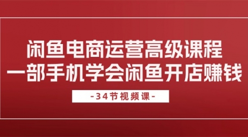 【10382】闲鱼电商运营高级课程，一部手机学会闲鱼开店赚钱（34节课）