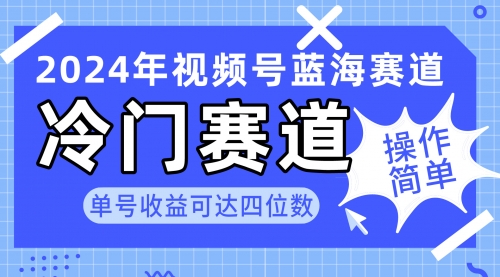 【10004】2024视频号冷门蓝海赛道，操作简单 单号收益可达四位数（教程+素材+工具）