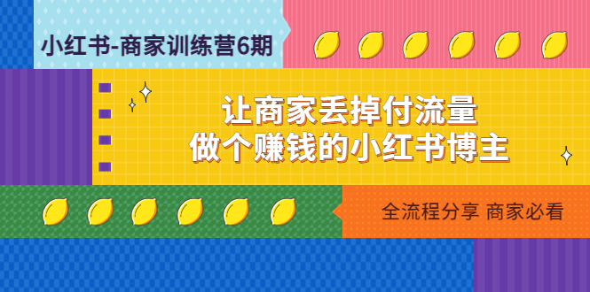 【4903】小红书-商家训练营12：让商家丢掉付流量，做个赚钱的小红书博主