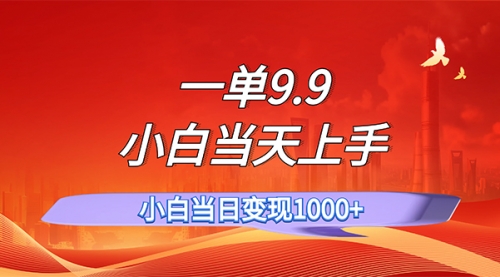 【第11217期】一单9.9，一天轻松上百单，不挑人，小白当天上手