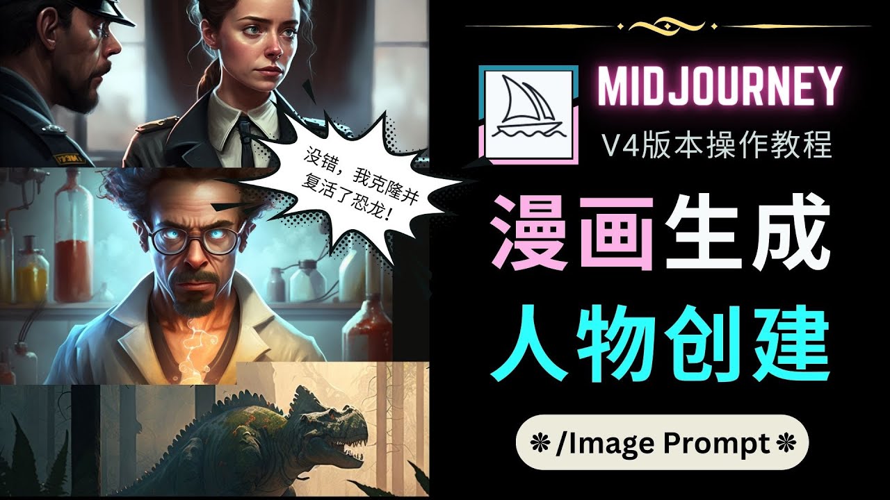 【4996】Midjourney V4版本操作教程：2个简单参数，完成漫画生成，人物创建