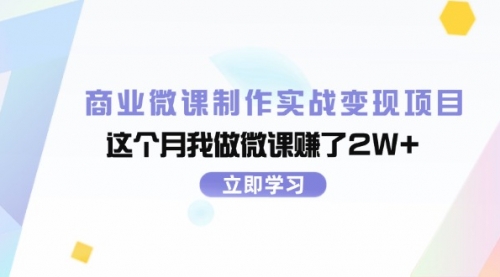 【第11202期】商业微课制作实战变现项目，这个月我做微课赚了2W+