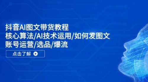 【第11203期】抖音AI图文带货教程：核心算法/AI技术运用/如何发图文/账号运营/选品/爆流