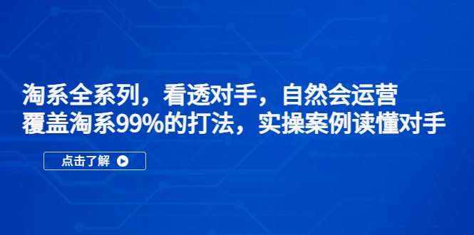 【5266】淘系全系列，看透对手，自然会运营，覆盖淘系99%·打法，实操案例读懂对手