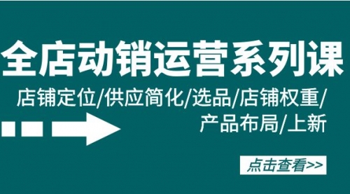 【9737】全店·动销运营系列课：店铺定位/供应简化/选品/店铺权重/产品布局/上新