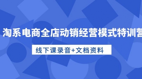 【10007】淘系电商全店动销经营模式特训营，线下课录音+文档资料