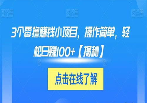 【5961】3个零撸赚钱小项目2023，操作简单，轻松日赚100+【揭秘】