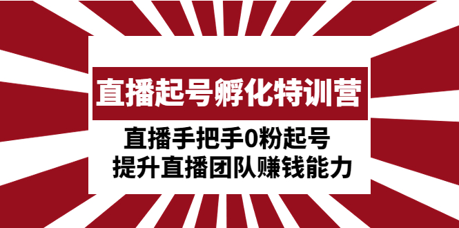 【4972】直播起号孵化特训营：直播手把手0粉起号 提升直播团队赚钱能力