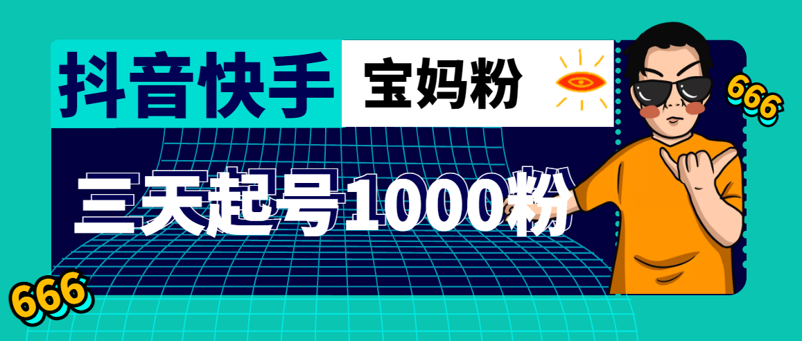 【4935】抖音快手三天起号涨粉1000宝妈粉丝的核心方法【详细玩法教程】