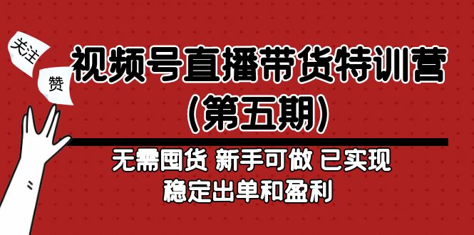 【5039】视频号直播带货特训营（五）无需囤货 新手可做 已实现稳定出单和盈利