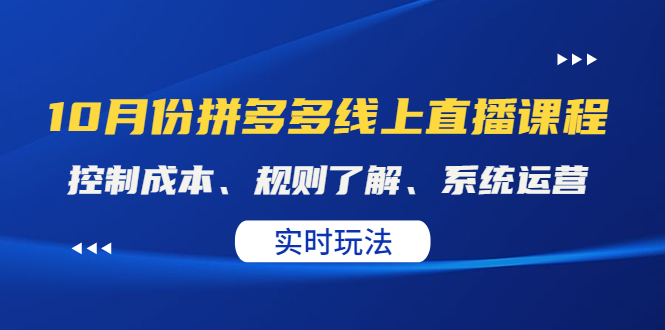 【4338】某收费10月份拼多多线上直播课： 控制成本、规则了解、系统运营。实时玩法