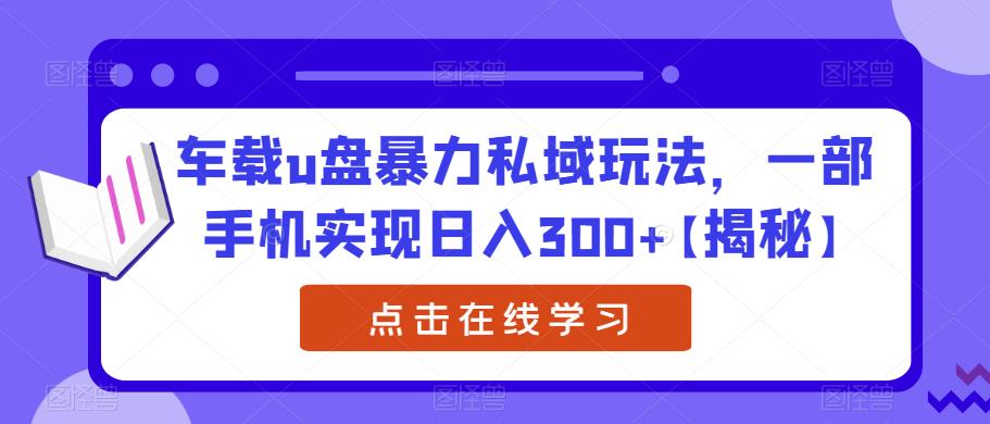 【6341】车载u盘暴力私域玩法，一部手机实现日入300+【揭秘】