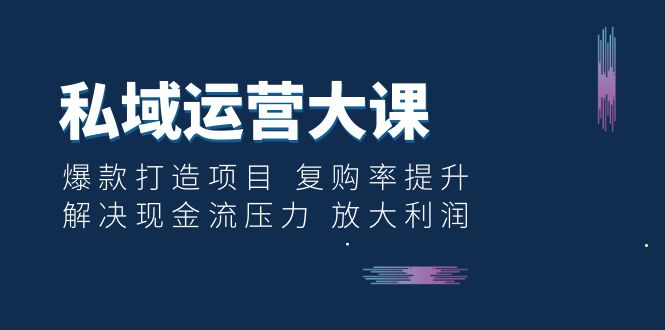 【6474】私域运营大课：爆款打造项目 复购率提升 解决现金流压力 放大利润