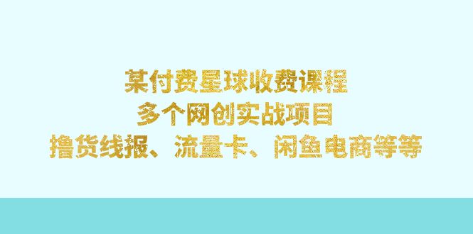 【7234】某付费星球课程：多个网创实战项目，撸货线报、流量卡、闲鱼电商等等