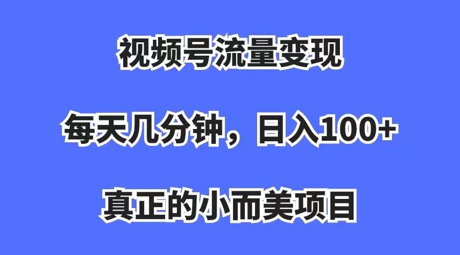 【7252】视频号流量变现，每天几分钟，收入100+，真正的小而美项目