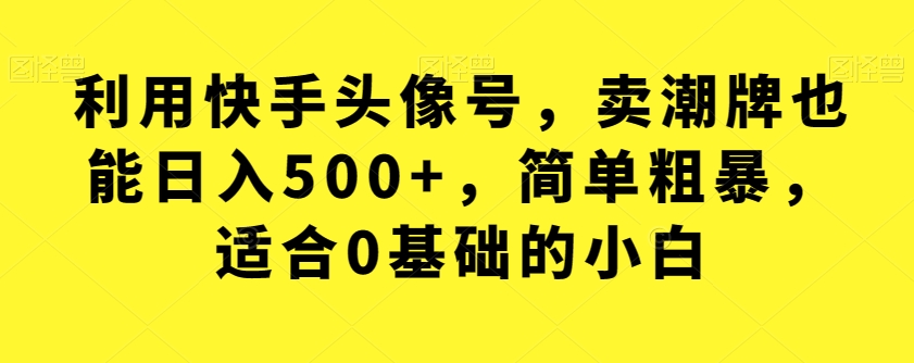 【7427】利用快手头像号，卖潮牌也能日入500+，简单粗暴，适合0基础的小白【揭秘】