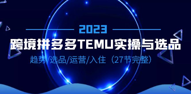 【6608】2023跨境·拼多多·TEMU实操与选品，趋势·选品·运营·入住（27节完整）