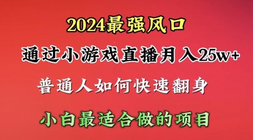 【9875】通过小游戏直播月入25w+单日收益5000+小白最适合做的项目