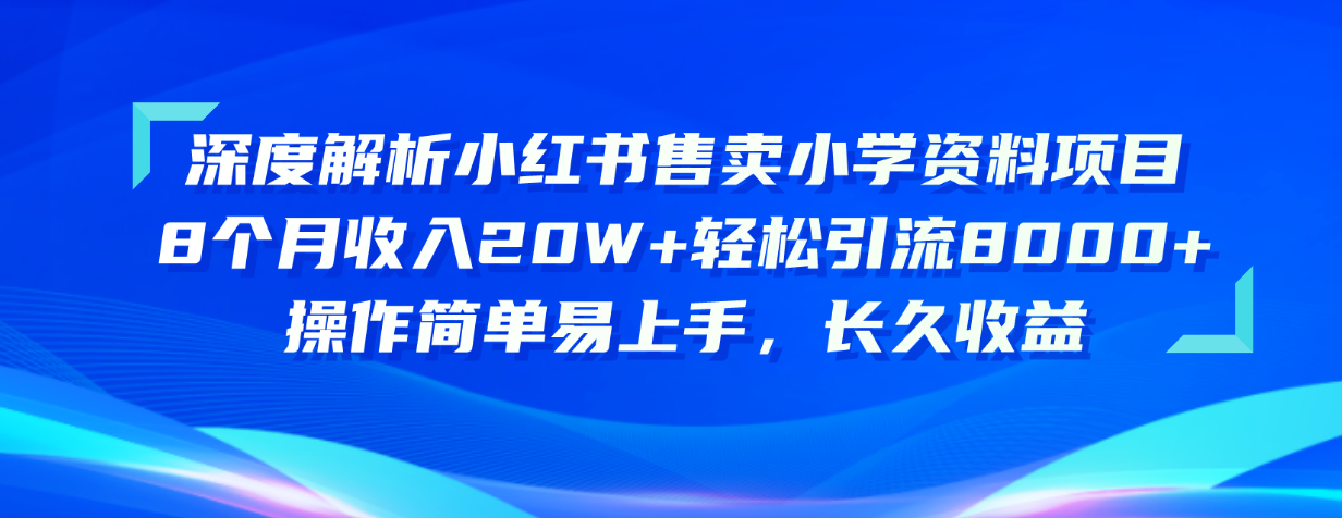 【10531】小红书售卖小学资料项目 8个月收入20W+