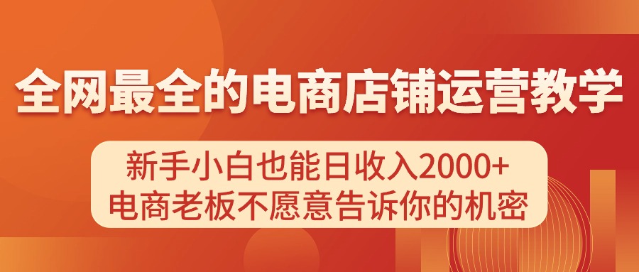 【10767】电商店铺运营教学，新手小白也能日收入2000+