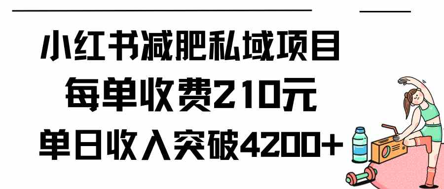 【9399】小红书减肥私域项目每单收费210元单日成交20单，最高日入4200+