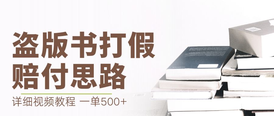 【6878】最新盗版书赔付打假项目，一单利润500+【详细玩法视频教程】