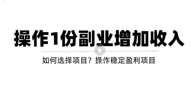 【3595】新手如何通过操作副业增加收入，从项目选择到玩法分享！【视频教程】