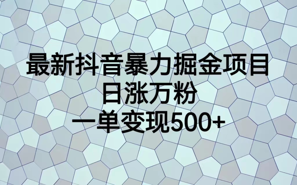 【6839】最新抖音暴力掘金项目，日涨万粉，一单变现500+