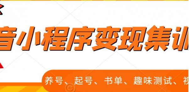 【2616】抖音小程序变现集训课，养号、起号、书单、趣味测试、视频剪辑，全套流程