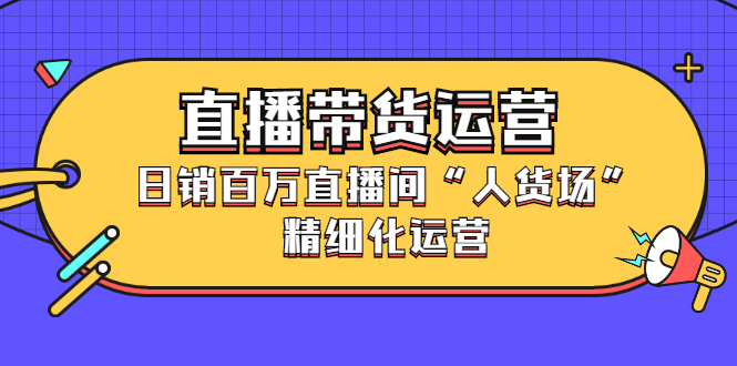 【2862】直播带货运营，日销百万直播间“人货场”精细化运营