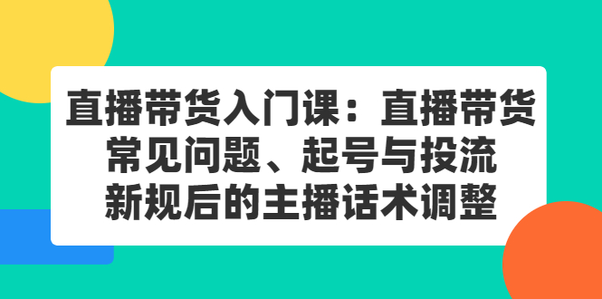 【2877】直播带货入门课：直播带货常见问题、起号与投流、新规后的主播话术调整