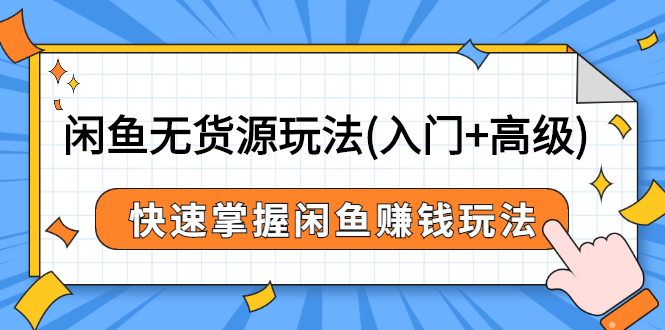 【3001】闲鱼无货源玩法(入门+高级)，快速掌握闲鱼赚钱玩法（价值498元）