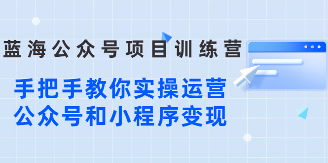 【3102】蓝海公众号项目训练营，手把手教你实操运营公众号和小程序变现