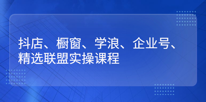 【3109】抖店、橱窗、学浪、企业号、精选联盟实操课程