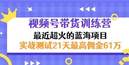 【3389】外面收899【视频号带货训练营】最近超火蓝海项目：实战测试21天最高佣金61W