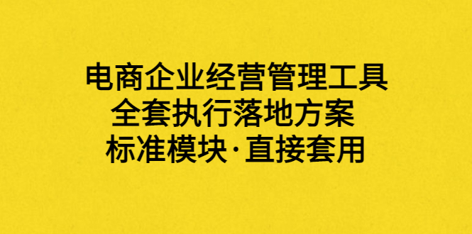 【3781】外面卖198·电商企业经营管理工具：全套执行落地方案 标准模块·直接套用