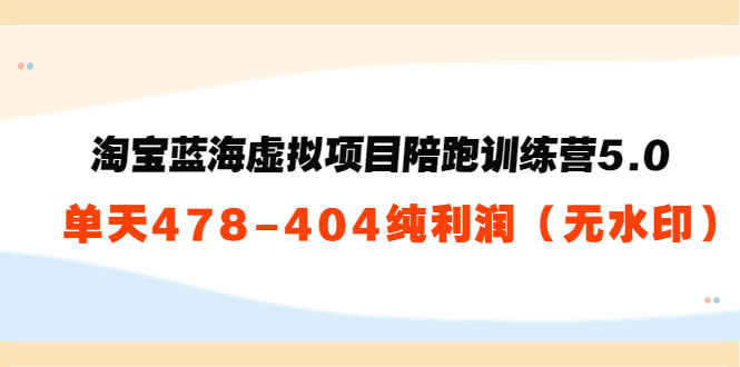 【3858】黄岛主：淘宝蓝海虚拟项目陪跑训练营5.0：单天478纯利润（无水印）