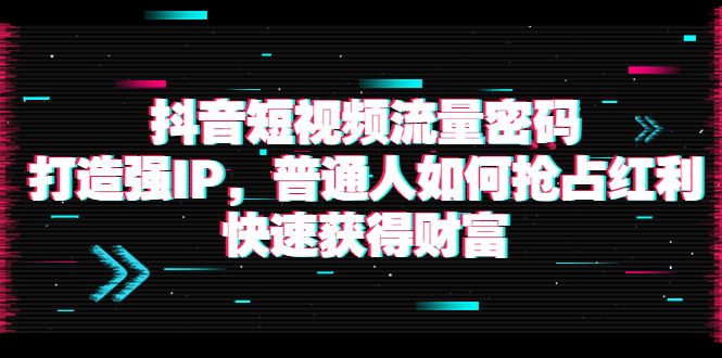 【3921】抖音短视频流量密码：打造强IP，普通人如何抢占红利，快速获得财富