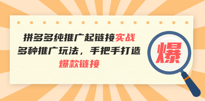 【3940】拼多多纯推广起链接实战：多种推广玩法，手把手打造爆款链接