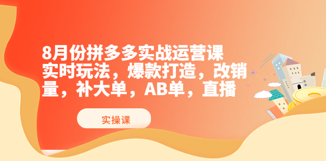 【3975】拼多多实战运营课，实时玩法，爆款打造，改销量，补大单，AB单，直播