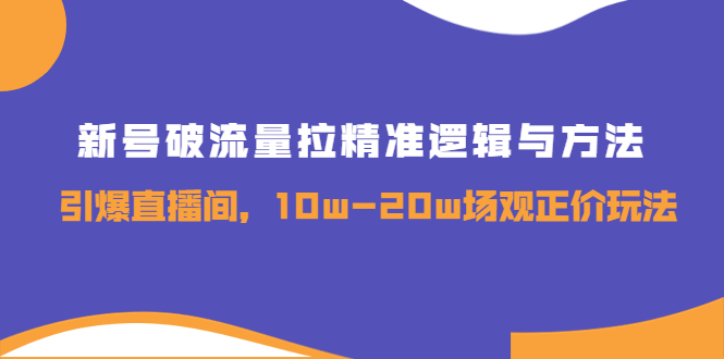 【3976】新号破流量拉精准逻辑与方法，引爆直播间，10w-20w场观正价玩法