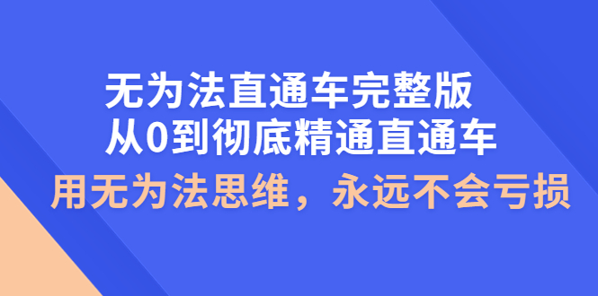 【4153】无为法直通车完整版：从0到彻底精通直通车，用无为法思维，永远不会亏损