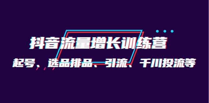 【4235】月销1.6亿实操团队·抖音流量增长训练营：起号、选品排品、引流 千川投流等