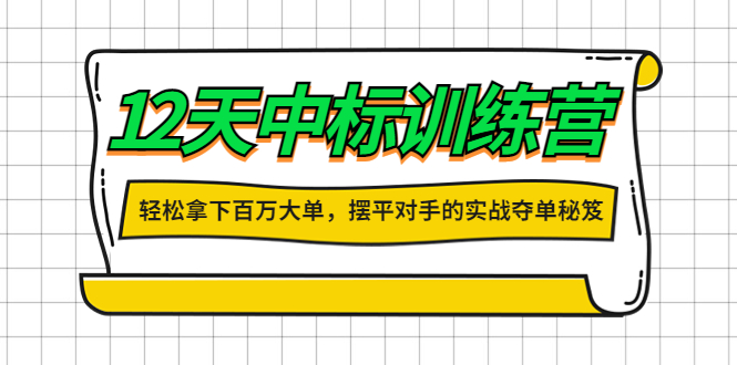 【4316】12天中标训练营：轻松拿下百万大单，摆平对手的实战夺单秘笈