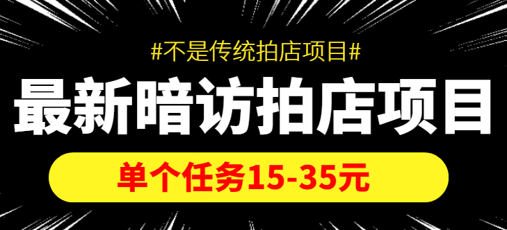 【4353】【信息差项目】最新暗访拍店项目，单个任务15-35元（不是传统拍店项目）